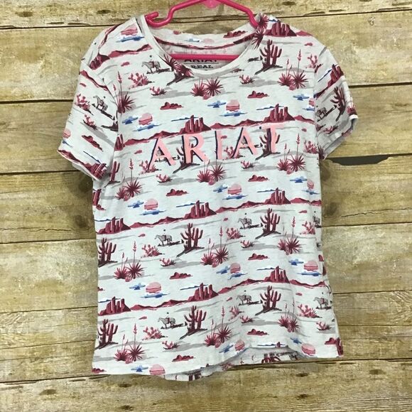 ARIAT REAL Yuma Landscape Print Girls Short Sleeve T-Shirt S (8) - Picture 2 of 7